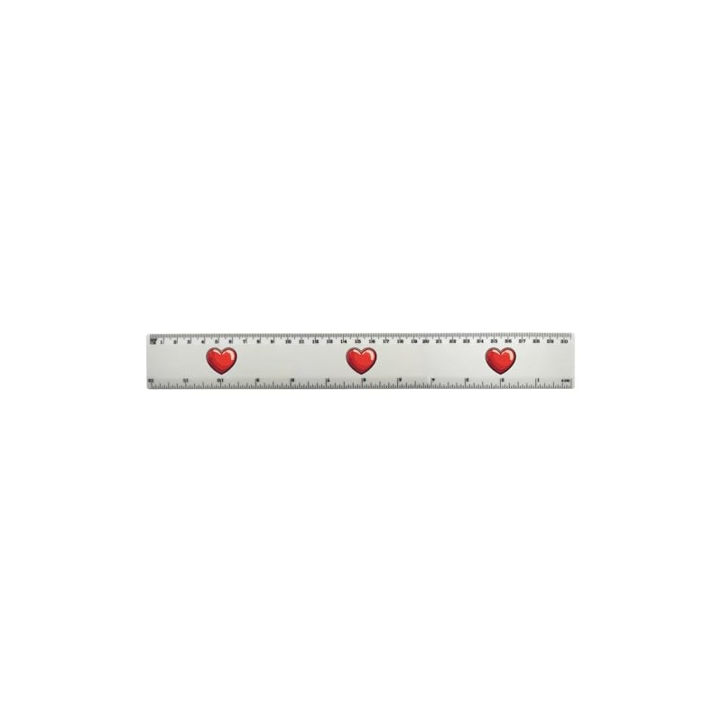 'Valentine's Heart' 30cm (12 Inch) White Plastic Ruler (RL00092344)