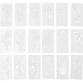 18 Plantillas para Pintura Decorativa Floral Reutilizables 15X7.5 CM para Manualidades, Scrapbooking y Decoración de Paredes Cortes Detallados