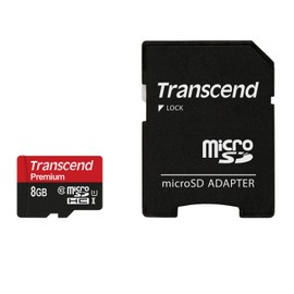 Transcend 8 GB microSDHC Class 10 Uhs-1 Memory Card with Adapter (TS8GUSDU1)