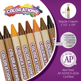 Colors Like me Crayons, 8 Colors, Regular Size, 12 Packs of an Assortment of 8 Realistic Skin Tones per Pack, Easy for Small Hands to Grasp and Apply