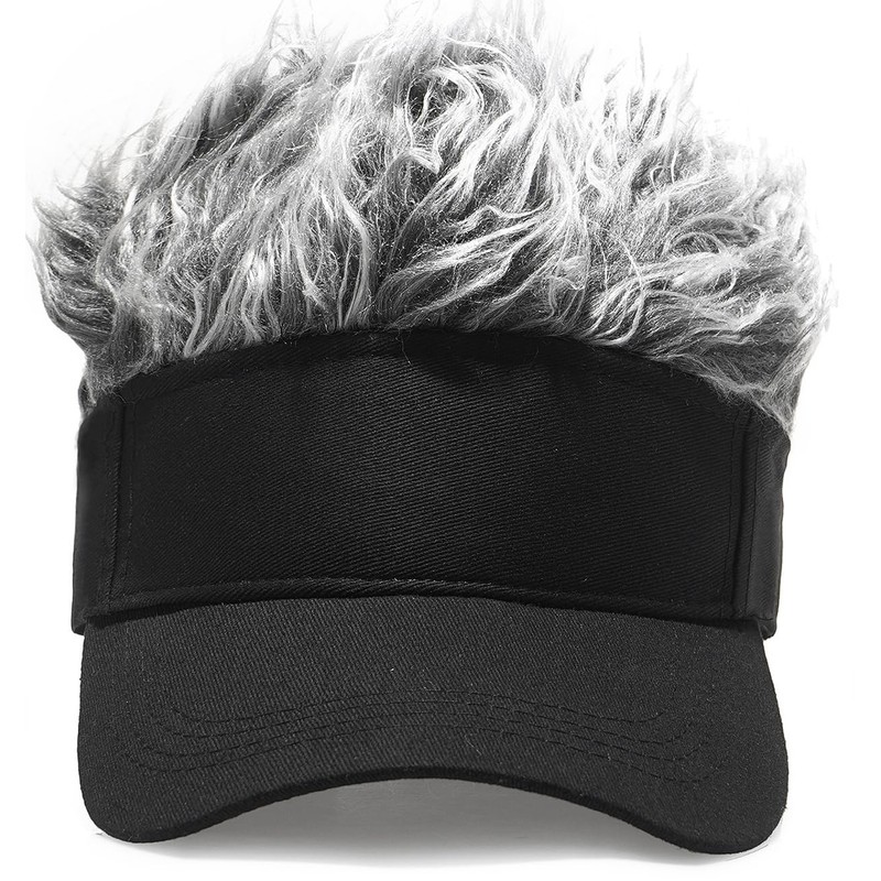 MESU Mens Visor Hat Wig Peaked Baseball Golf Cap with
