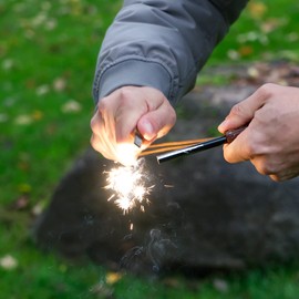 CampFeuer Fire Steel Set with Fire Starter, Paracord Rope, Blow Tube, Tinder and Fabric Bag, Emergency Equipment, Survival Kit, Camping Equipment, Outdoor Set, Fire Starter Set, Spark Steel Set