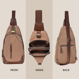 Antik Kraft Women's Samara Sling, Crossbody Sling Bag for Women, Durable Canvas with Vegan Leather Trim Chest Bag (Clay)