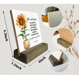 Christian Quote Wood Plaque, Isaiah 41:10- Do Not Fear For I Am With You, Plaque with Wooden Stand, Meaningful Wood Sign Plaque Gift, Bible Verse Gift Wood Sign, Christian Family Religious Home Décor