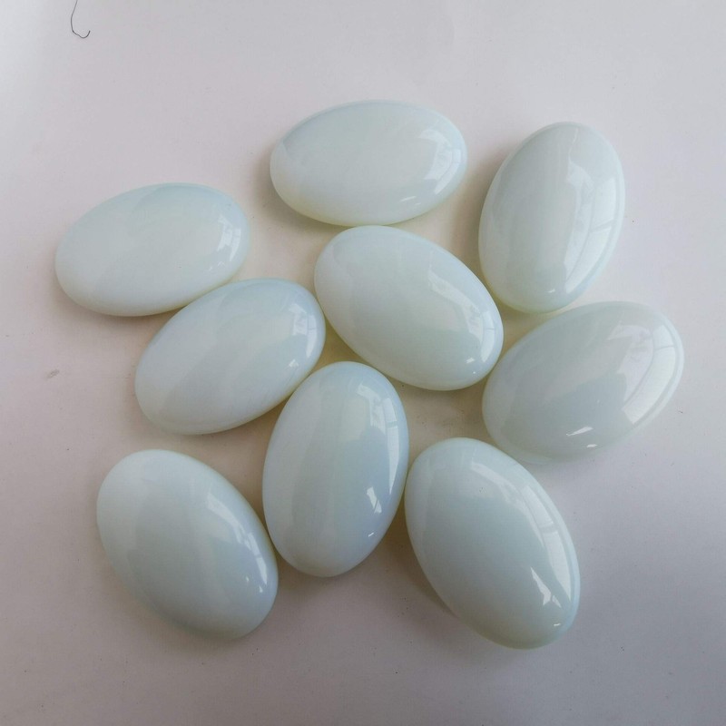 Lovionus89 Synthetic Opalite Worry Stones, Oval Palm Tree Bag, Healing