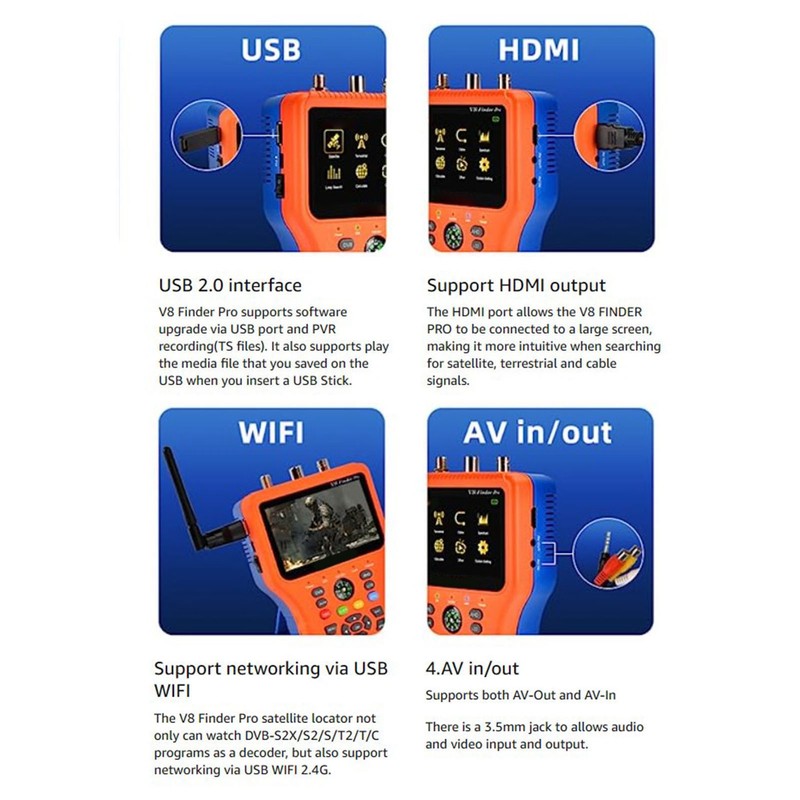 Satellite Finder V8 FINDER PRO2 FTA DVB S2 S2X Signal