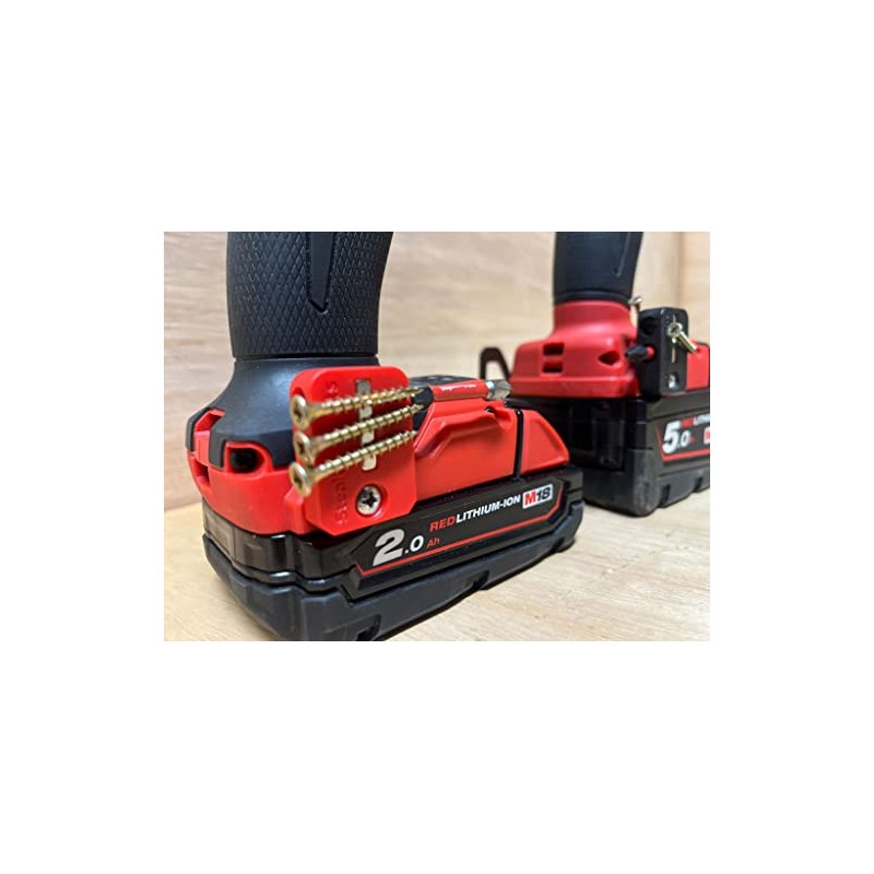 StealthMounts Red Stubby Bit Holder compatible with Miulwaukee M18-2 Pack