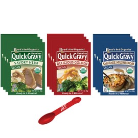 Roads End Organics Gravy Variety Pack ~ Includes (4) Shiitake Mushroom Gravy Mix, 1 Oz, (4) Savory Herb Gravy Mix, 1 Oz and (4) Golden Gravy Mix, 1 Oz ~ Gluten Free, Vegan Gravy Mix Packets