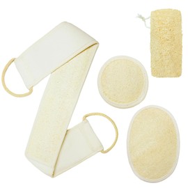 Loofa Body Scrubber - 4 PCS Exfoliating Loofah Natural Luffa Shower Bath Sponge for Shower, Scrubber to Clean Your Back Deeply