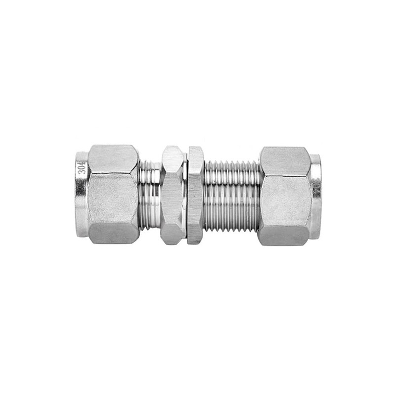 Pysrych 304 Stainless Steel Compression Tube Fitting, Bulkhead Union, 1/8"