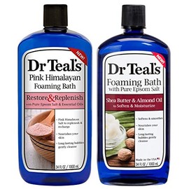 Dr Teal's Foaming Bath Combo Pack (68 fl oz Total), Restore & Replenish with Pink Himalayan, and Soften & Moisturize with Shea Butter & Almond Oil