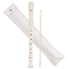Jasenna Recorder Instrument for Beginner Adults,8-Hole Soprano Descant Recorder Music Flute with with Cleaning Rod & Leather Case For Home Entertainment(2-Woven White)