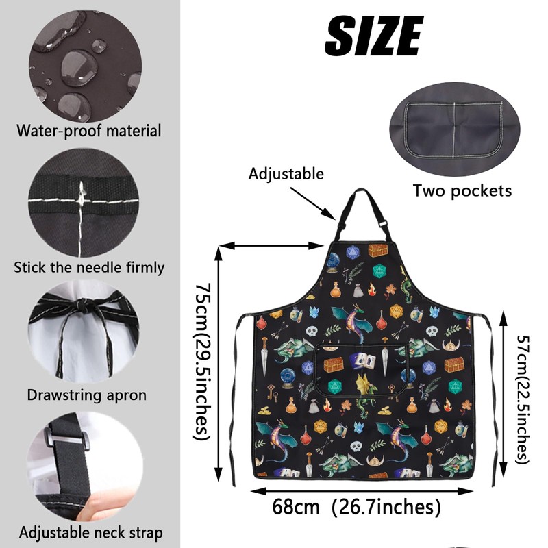 MYSOMY DnD Kitchen Apron Geek Roleplaying Arpon RPG Game Gift