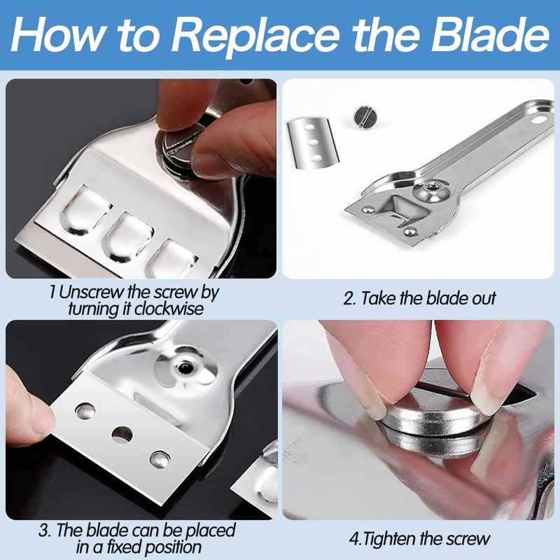 Pack of 100 Blades for Ceramic Hob Scraper, Double-Sided Scraper