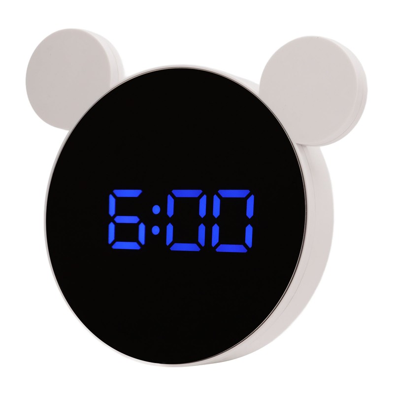 Mirrored Digital Alarm Clock Cute Mice Ear Shape LED Mirror