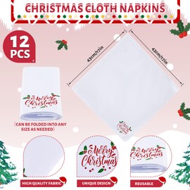 12 Pcs 43 x 43 CM Christmas Napkins Soft Comfortable Cloth Napkin Reusable Satin Table Napkin for Home, Restaurants, Parties
