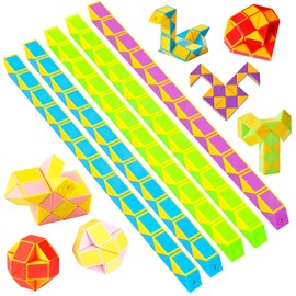 Galenecx 12 Stücke Magic Snake, 24 Blöcke Magische Schlangen Würfel, 3D Puzzle Magic Snake Cube, Kindergeburtstag Gastgeschenke, Knobelspiele für Kinder Erwachsene