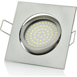 Sweet Led - LED recessed spotlight 230 V dimmable flat - ceiling spotlights 5 W 450 lm - recessed spotlights dimmable - LED spotlights dimmable swivelling | square - colour: brushed chrome, cold white
