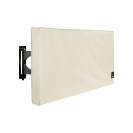 iBirdie Outdoor TV Cover 48 to 50 inch Weatherproof, Cover Size 47.5''L x 30''H, Waterproof for Outside Flat Screen 48 to 50 inch TV, Beige, 600D Thick Fabric Screen Protector with Bottom