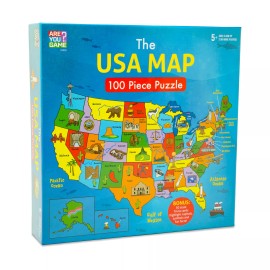 AreYouGame.com New - AreYouGame.com The USA Map Puzzle with Bonus Trivia Game: 100 Pcs