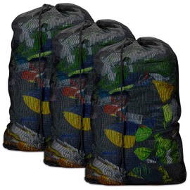 Laundry Bags, Mesh Heavy Duty 24" x 36" with Drawstring Closure, 3-Pack, Black