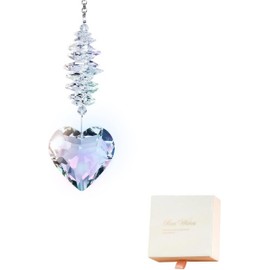 45mm Transparent Glass Heart-Shaped Hanging Light-catching Crystal, Heart-Shaped Crystal suncatcher, Suitable for Windows, Balconies and Home Decoration, a Gift for Ladies and Mothers
