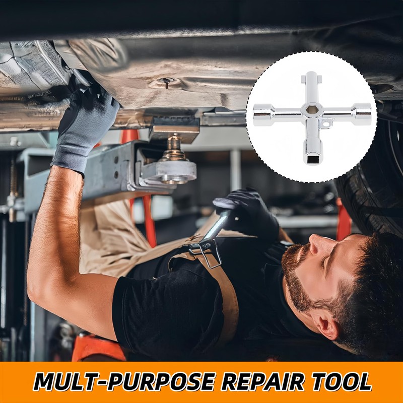 HONGLINSONG 4-Way Panel Key, Square Utility Cross Electric Box Wrench,