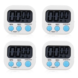 SULIVES 4PCS Digital Kitchen Timer Magnetic Backing Stand Timers, LCD Display Loud Alarm Timer Clock for Baking, Kitchen, Study, Exercise Training, Count