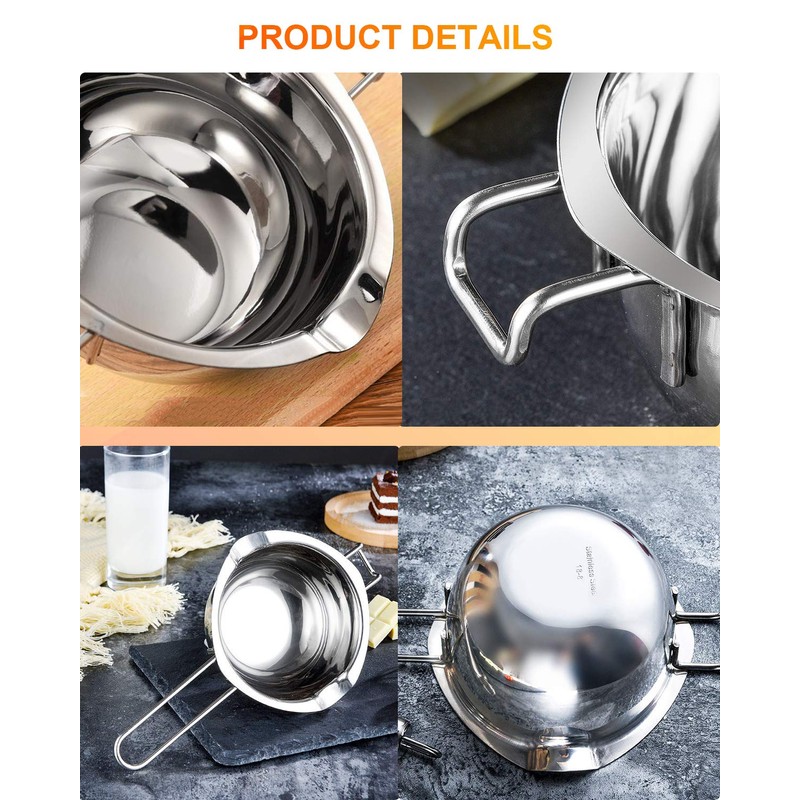Stainless Steel Double Boiler Pot with 600ML for Melting Chocolate,