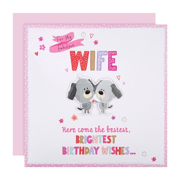 Hallmark Large Birthday Card for Wife - Cute 'Scruffles' Design