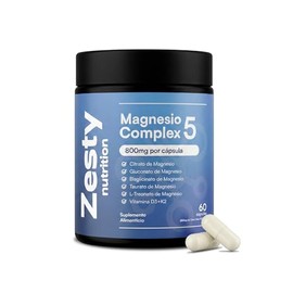 Zesty Nutrition Magnesio Complex 5 - CON 5 MAGNESIOS | Citrato, Bisglicinato, Gluconato, Taurato y L-Treonato de Magnesio - 800mg por Cápsula - Vitami