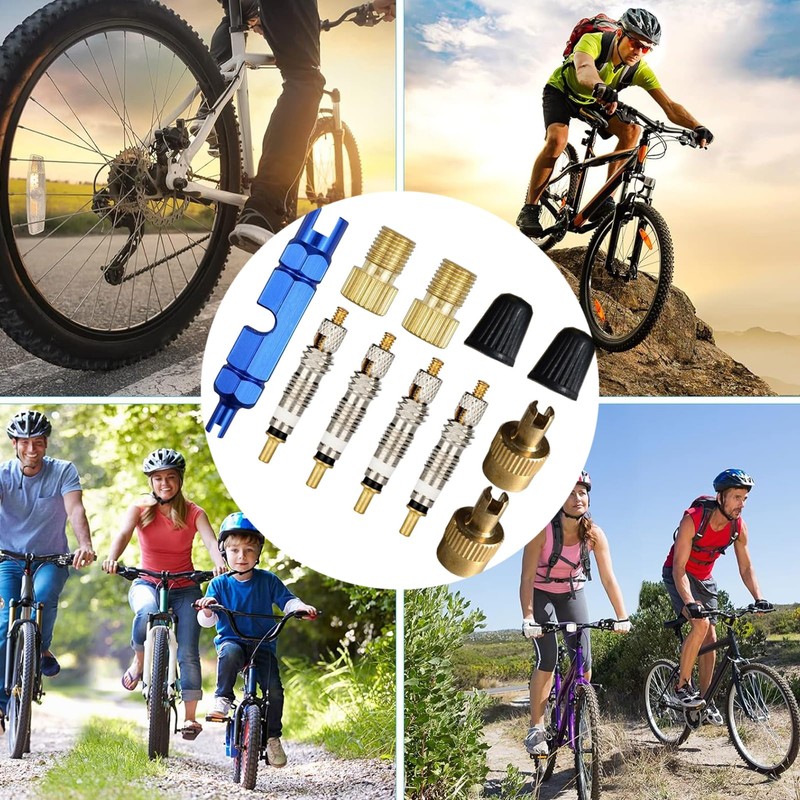 Presta Valve Core Set 11 Pieces Bicycle Valve Adaptor, Valve