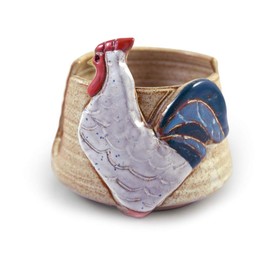 American Handmade Pottery Kitchen Sponge Holder, Farmhouse Rooster Motif
