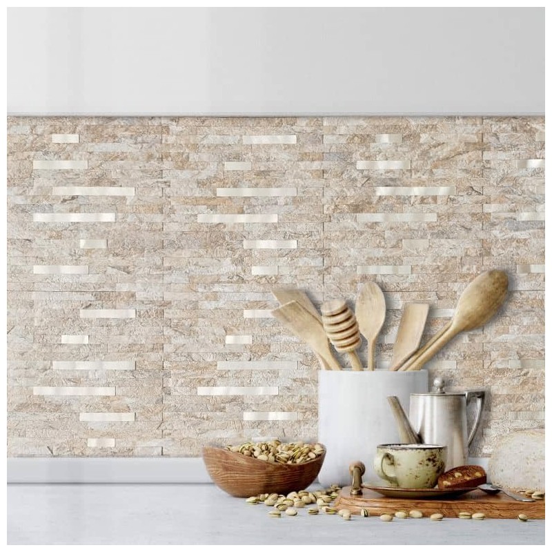 DICOFUN Peel and Stick Backsplash Wall Tile, 1 Sheet Sandstone