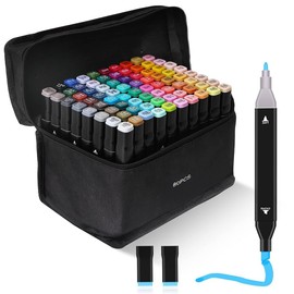 80-Color Dual Tip Alcohol Markers Set with Carrying Case – Art Markers for Adults & Kids, Ideal for Drawing, Sketching, Coloring
