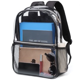 REAWUL Clear Backpack Heavy Duty Large TPU Transparent Backpacks See Through Backpacks for Security Travel,College. (Clear)