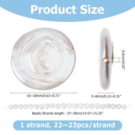 Hobbspring 1 Strand Freshwater Pearl Strand 16 mm Shell Colour Baroque Beads Loose Beads Irregular Flat Round Cultured Keshi Beads for Jewellery Necklace Earrings Making