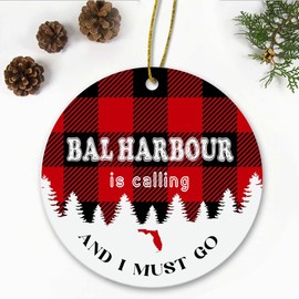 Bal Harbour, FL Christmas Ornaments Bal Harbour is Calling and I Must Go Bal Harbour Florida Traveling Souvenir Ornament Hometown Keepsake 3" White