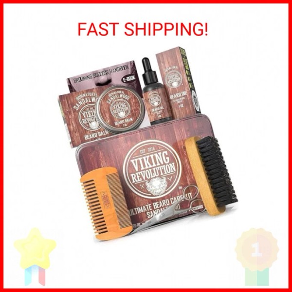 Viking Revolution Ultimate Grooming Kit for Men - Boar Brush,
