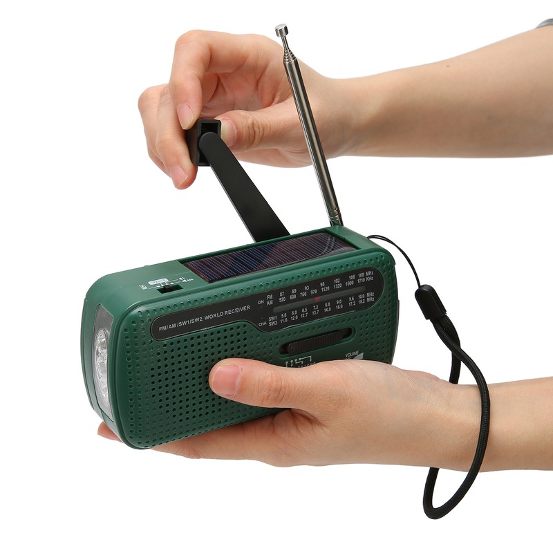 Hand Crank Solar Radio AM FM SW1 SW2 Camping LED