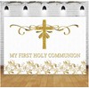 My First Holy Communion Photography Backdrop Gold Glitter Cross Gold