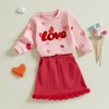 JLKGICF Toddler Girl Valentines Day Outfits Letter Heart Print T-Shirt