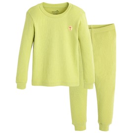 moimoln Solid Ribbed Long Sleeve Unisex Baby Toddler Snug Fit Pajamas with Viscose Made from Bamboo Cotton, Lime 2T