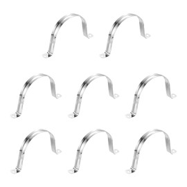 sourcing map 8Pcs Rigid Pipe Straps, 90mm(3.54") 201 Stainless Steel 2 Hole U-Shaped Bracket Tube Hanger Pipe Clamps for Fixing Pipe Cable