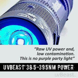 uvBeast New V3 MINI 385-395nm - Black Light UV Flashlight – Low Contamination Ultraviolet - Professional Grade High Power 5 Core UV LED – USA Stock