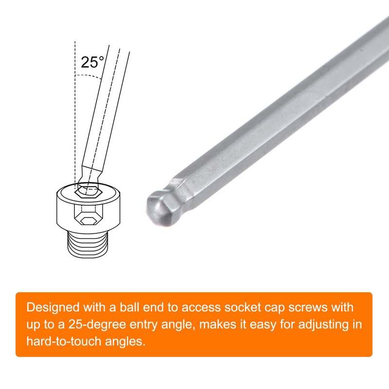 sourcing map Ball Head Hex Screwdriver 2.5mm x 110mm Magnetic