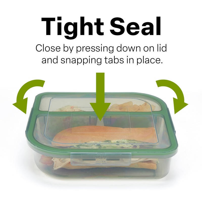 Large To-Go 3-Compartment Food Container, 9.4" X 9.4" X 2.5",
