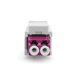 DIGITUS Fibre Optic Keystone Module - LC/LC Duplex - Multimode Fibre Optic - OM4 - Ceramic Sleeve - for Patch Panel or Junction Boxes - Purple/White