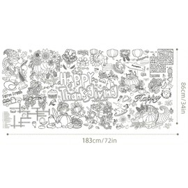 Giant Coloring Poster Tablecloth for Kids - Rectangular Educational Coloring Cover for Boys and Girls, Perfect for Birthday Parties, Games, and Party Supplies. (Thanksgiving)