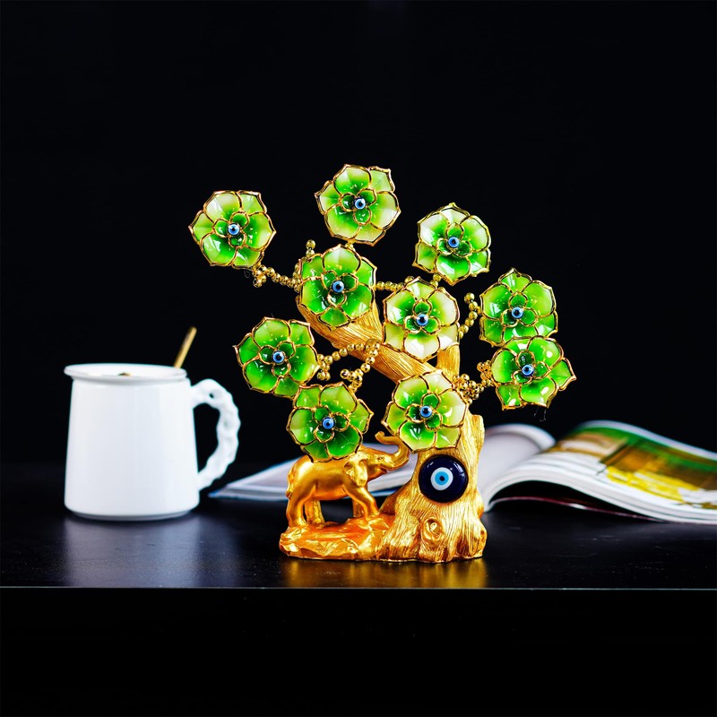 YU FENG Turkish Blue Evil Eye Gold Fortune Tree with